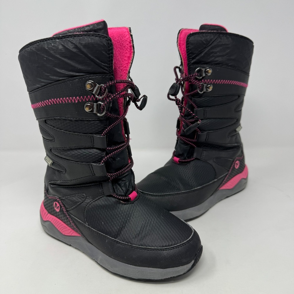 Merrell Arctic Blast Snow Boots Black Pink Waterproof Girl Size 13‎